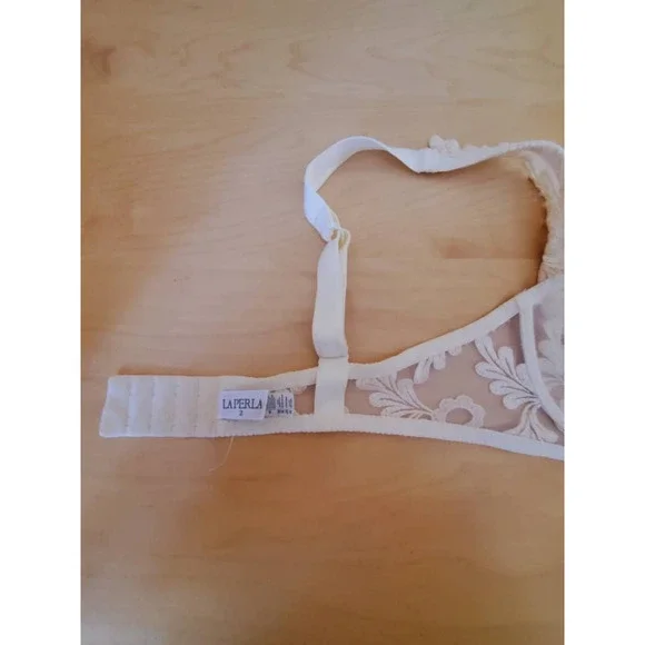 La Perla Ivory Lace Wire Free Balconette Bra Adjustable Strap Italy 34D - Picture 7 of 10